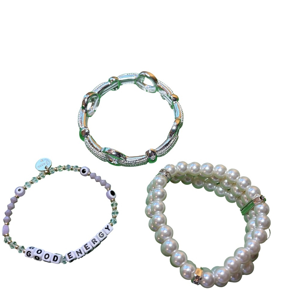Chic Beaded and Pearl Stretchy Bracelet Trio